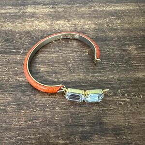 Mannelli Florence Cuff Bracelet Womens Orange 24KT Gold Plated Faux Gem Italy‎